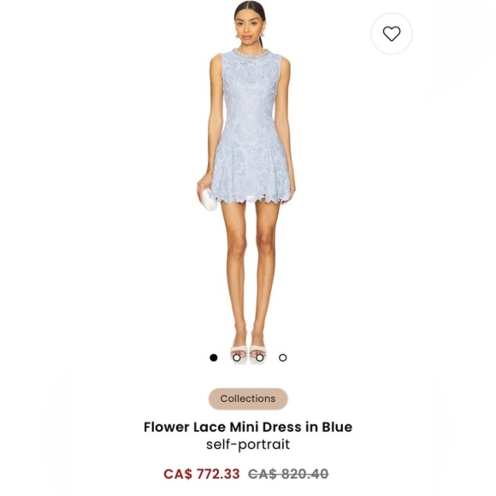 NEW Self Portrait Flower Lace Mini Dress in Blue